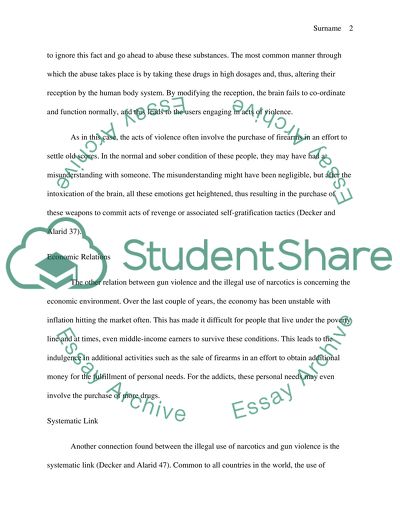 Memo regarding gun violence and illegal use of narcotics