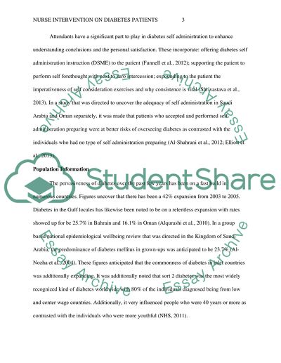 Nurse Intervention on Diabetes Patients