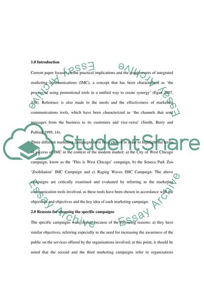 Integrated Marketing Communication City of West Chicago, Seneca Park Zoo and Raging Waves