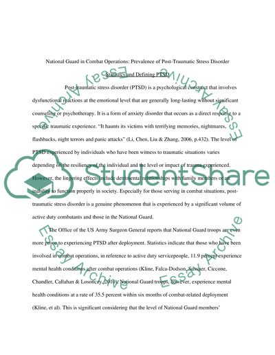 National Guard in Combat Operations: Prevalence of Post-Traumatic Stress Disorder