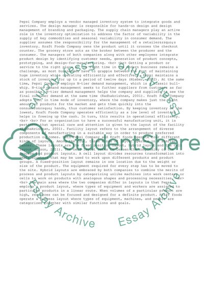 Pepsi and Kraft Foods Inventory Management