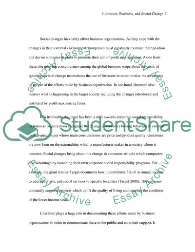 Literature, Business, and Social Change Paper