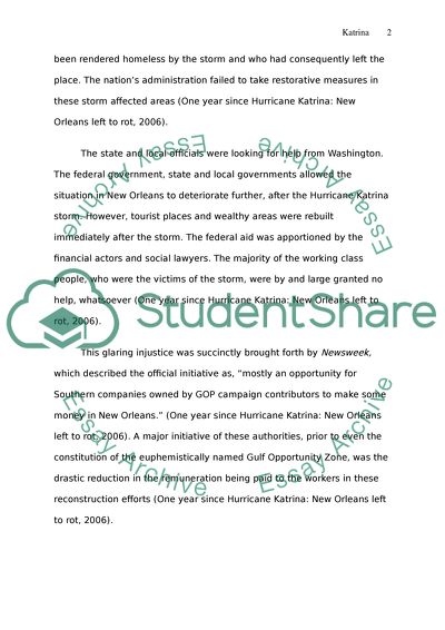 Damage to the Gulf Coast Region and New Orleans the Hurricane Katrina