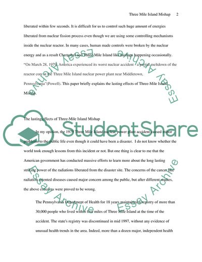 The Lasting Effects of the Three-Mile Island Mishap