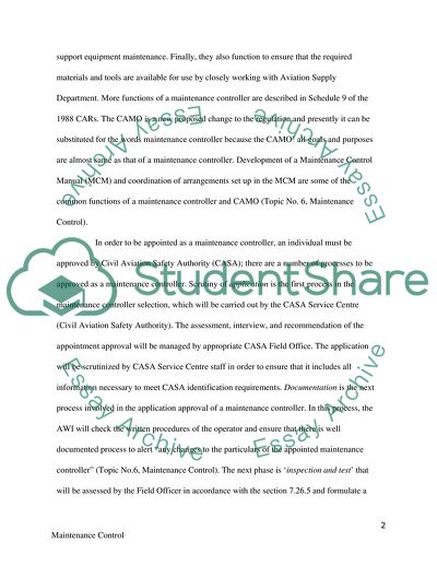 Aircraft Maintenance Control