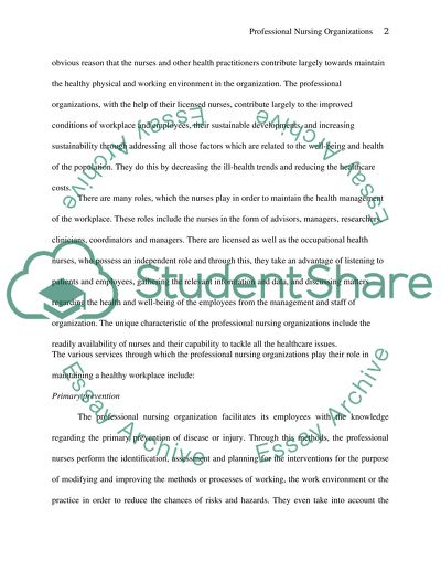 Role of Professional Nursing Organizations in Maintaining a Healthy Workplace