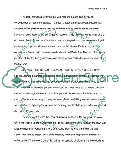 Comparison paper between A Rose for Emilyby William Fulkner, and BattleRoyal by Ralph Ellison