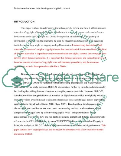 The Effect of Fair Dealing for Digital Content in Canadian Education System-Distance Education