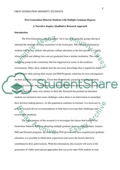 First Generation Minority Students with Multiple Graduate Degrees