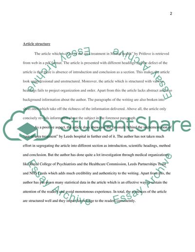 Out of Area Treatments in Mental Health: The Leeds Experience by Jeremy Pritlove