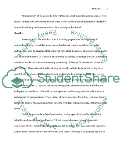 Challenges And Benefits Of Mammalian Cloning