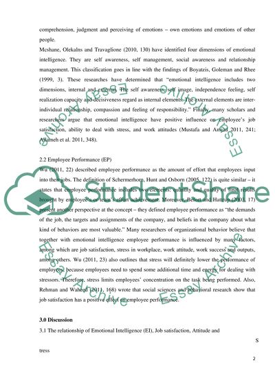 The Relationship between Emotional Intelligence and Employee Performance and Productivity