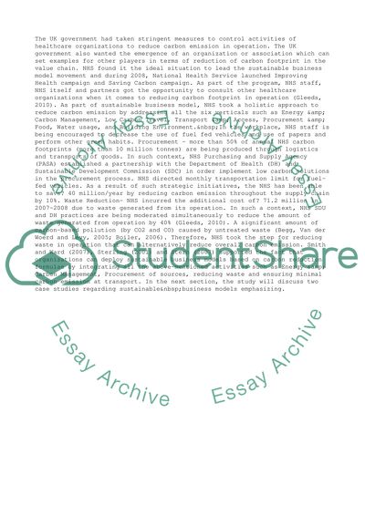 National Health Service and Carbon Reductions