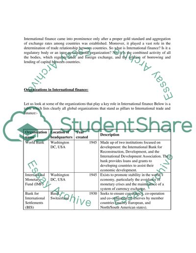 International Finance - financial stability