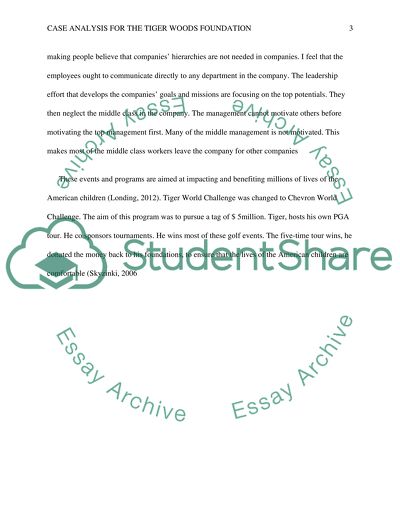 Case Analysis For The Tiger Woods Foundation