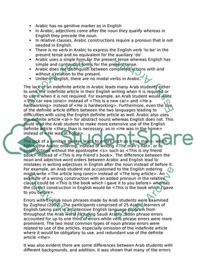 Grammatical Errors of Saudi Students in English