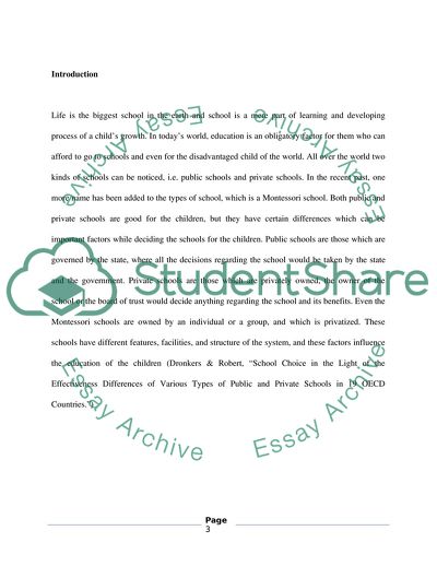 The Benefits of Private and Montessori School Systems versus the Public School System