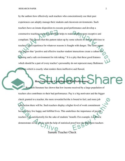 The Negative Impact of Teachers Performance on Students