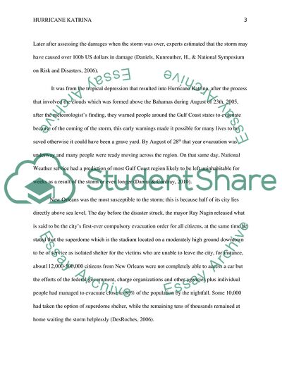 Hurricane Katrina in August of 29th 2005