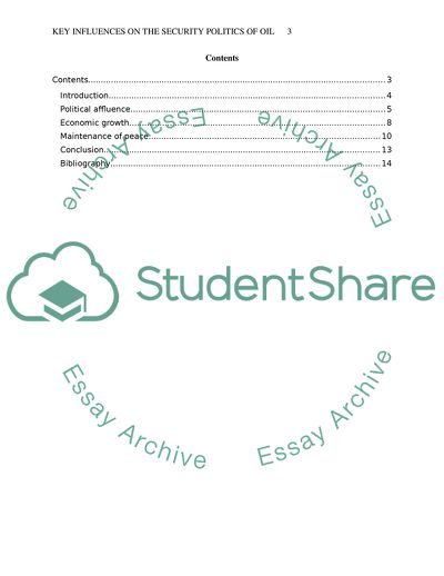 Key Influences on the Security Politics of Oil