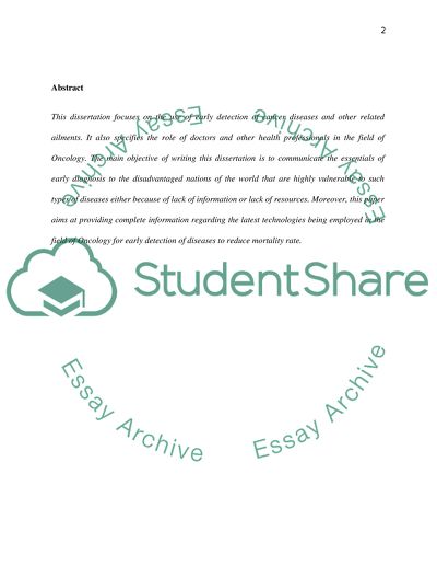 Advantages and Opportunities of Using Methods of Early Cancer Diagnosis