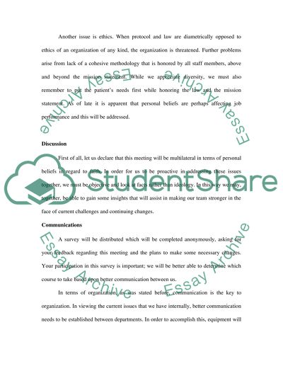 Specific Issues in the Healthcare Facility