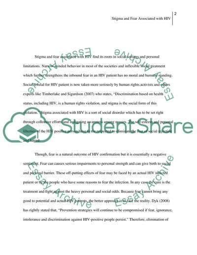 Stigma and Fear Associated with HIV