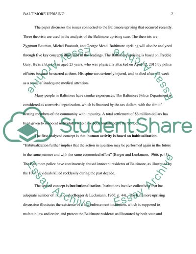 Discussing the Issues Connected to the Baltimore Uprising