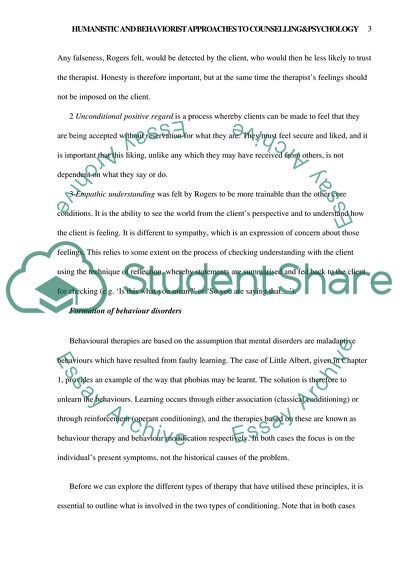 Humanistic and Behaviorist Approaches to Counseling and Psychotherapy