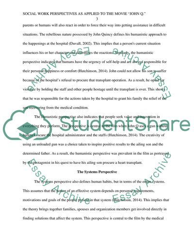 Social Work Perspectives as Applied to the Movie John Q