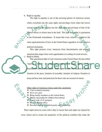 The rights and responsibilities that the Constitution gives American citizens