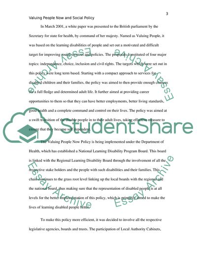 The Valuing People Now Policy