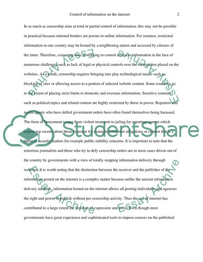 Control of Information on the Internet