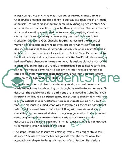 Fashion designs by Gabrielle Coco Chanel