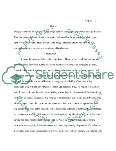 Importance and Significance of Serpico Movie