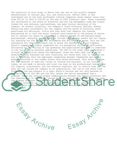 People and organization: Enrons Corporation case