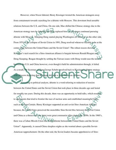 Henry Kissinger supported a anti-Soviet, Sino-American Alliance