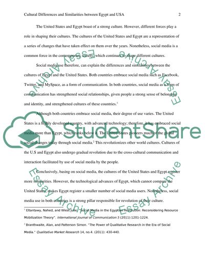 Explain the Similarities and Differences in Cultures between the United States and Egypt