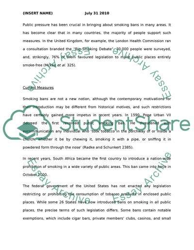 The Effects of Smoking Bans on the Hospitality Industry