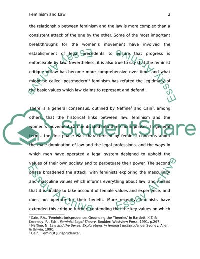 The Historical Importance of Law to Feminism and the Women Movement