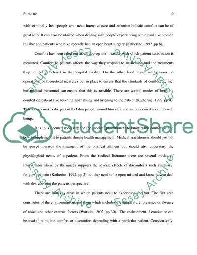 Holistic Comfort in Nursing Care