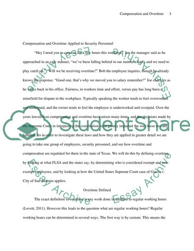 Compensation and Overtime Applied to Security Personnel