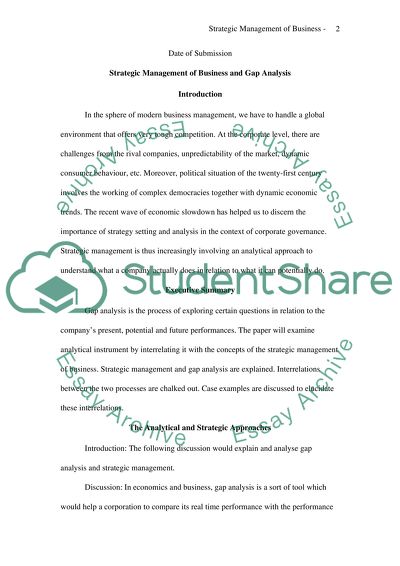 Strategic Management of Business