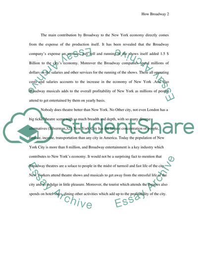 How broadway shows contribute to New York economy