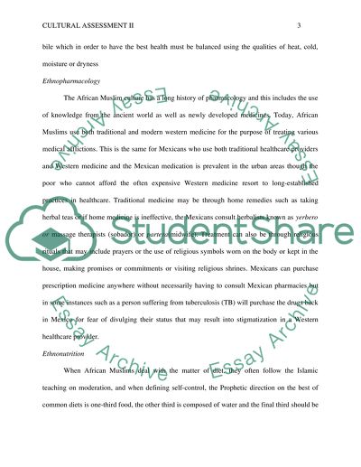 Cultural Comparison of the Muslim African and Catholic Mexican cultures related to Healthcare