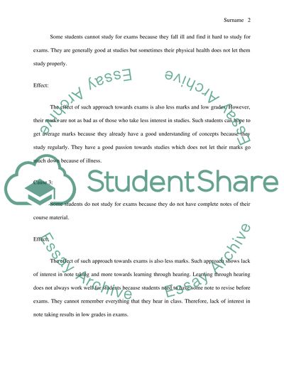 Cause and Effect of not Studying for an Exam