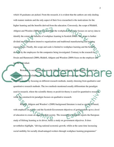 Higher Education for Part-Time Mature Students