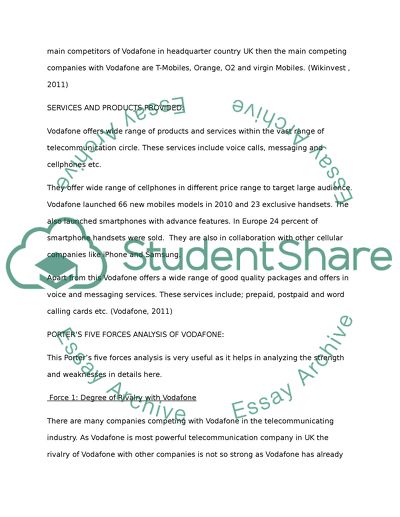 Analysis of the business environment of vodaphone - introduction + porters five forces analysis