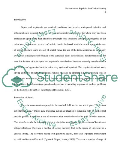 Prevention of Sepsis in the Clinical Setting