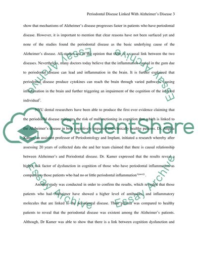 Will long term periodontal disease causes Alzheimers Disease